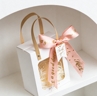 Boîte cadeau de luxe personnalisée en papier blanc avec fenêtre transparente et nœud en ruban, vente en gros pour fabricants, idéale pour les faveurs de mariage