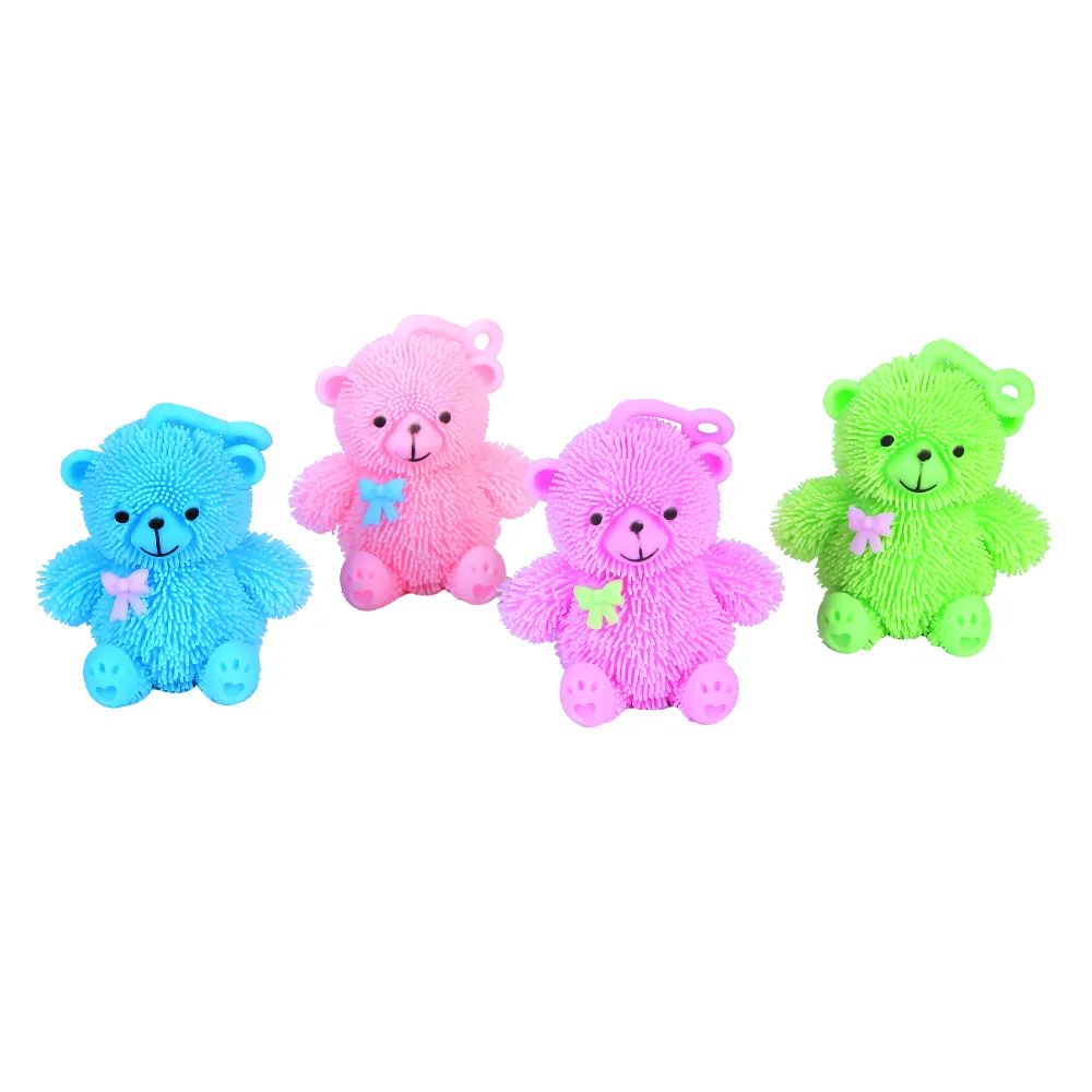 Direct Soft TPR LED Light Animal Bear Puffer Ball Stress Ball With Light For Kids Promotional Toys Flashing Bouncy Ball Gifts