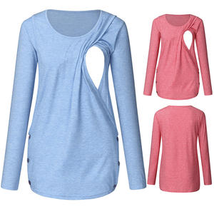 2020 camicie solide Casual di maternità alla moda top a maniche lunghe per la gravidanza per l'<span class=keywords><strong>allattamento</strong></span> al seno <span class=keywords><strong>e</strong></span> l'<span class=keywords><strong>allattamento</strong></span> di maternità - Product Image 1