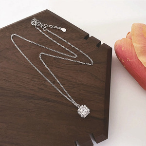 S925 Sterling Silver Sugar <b>Cube</b> Necklace Geometric Pendant Clavicle Chain <b>Light</b> Luxury Jewelry for Women Gift - Product Image 1