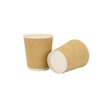 Tasses à café murales ondulées 4oz 8oz 12oz personnalisées avec logo d'estampage en feuille d'or Volume 500ml Tasses en papier chaud