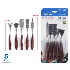 Set di 5 Spatole con Manico in Legno Peiyong per Miscelazione Artistica e Avventure di Pittura, Prodotto in Cina - Product Image 1