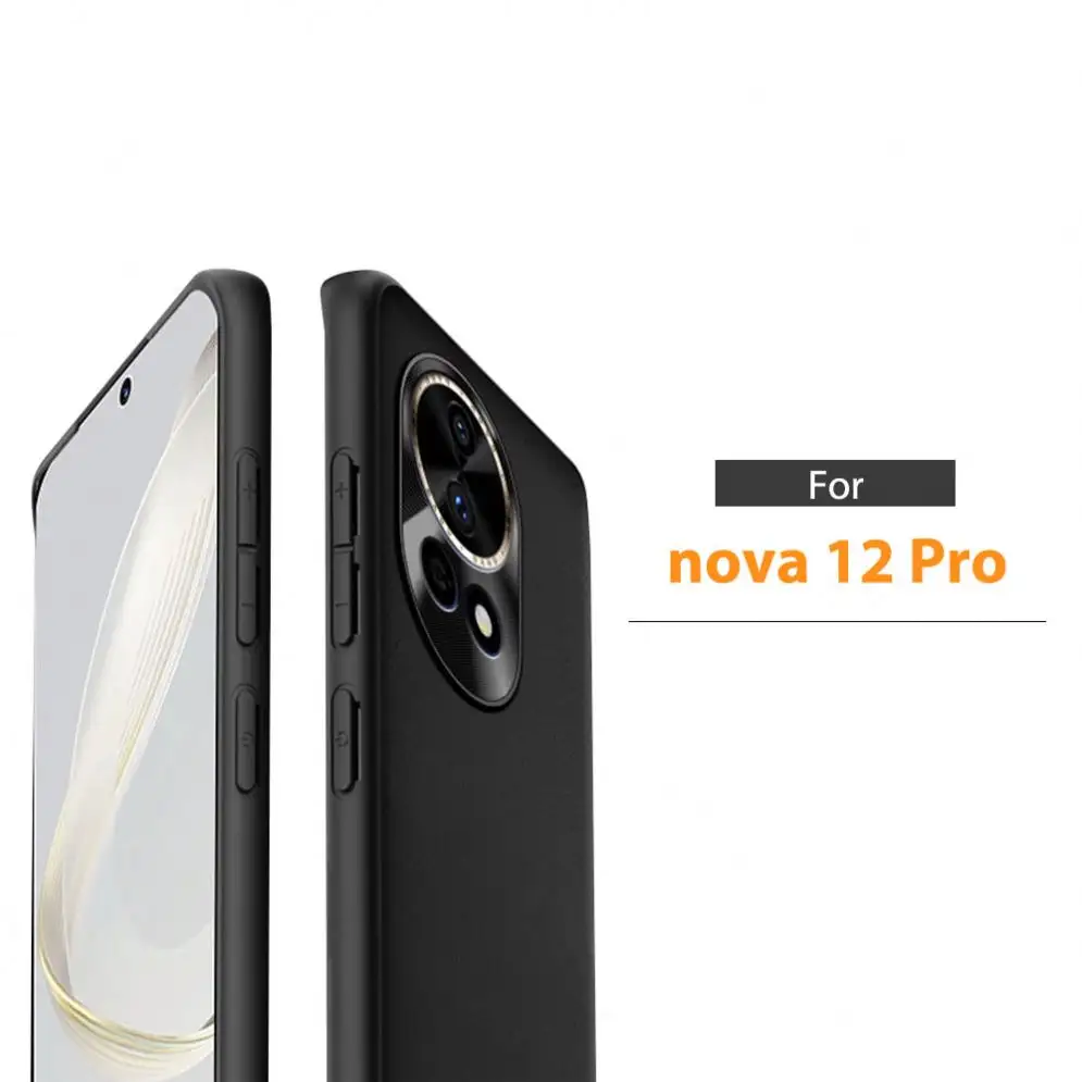 Coque en silicone liquide pour Huawei Nova 12 Pro téléphone en relief en cuir végétalien anti-chute peau mate se sentir clair antichoc SJK364