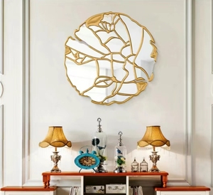 Grand miroir mural doré de luxe de 90 cm, décoration créative pour la maison, miroir à suspendre, en vente, livraison rapide DDP - Product Image 1