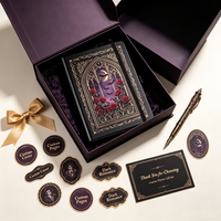 Carnet de notes personnalisé à couverture rigide style Gothique Dark Academia, avec couverture en PU et ensemble de stylos et autocollants