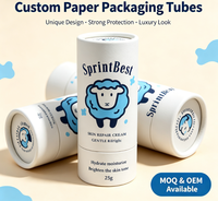 Tube en papier cosmétique biodégradable personnalisé avec gaufrage, cylindre de 60 g pour emballage de rouge à lèvres, conteneur en papier kraft recyclé