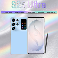 S25 Ultra 6,9 pouces 120 Hz Android 15 Deca Core 16 Go 1 To 108 MP 8000 mAh+ MTK Dimensity 5G Double SIM Face ID GPS Cadre Métallique Charge Rapide
