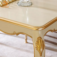 Ensemble de table à manger classique en bois massif de style français, mobilier de luxe antique pour salle à manger, hôtel, appartement rétro, villa européenne