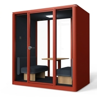Cabina de Reuniones Acústica de Vidrio de Lujo, Muebles de Oficina Prefabricados, Habitación Silenciosa Modular, Cabina de Oficina Insonorizada para 4-6 Personas