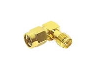 Fabricante suministro SMA macho enchufe ángulo recto 90 grados a RP polaridad inversa SMA hembra Jack conector RF coaxial adaptador coaxial