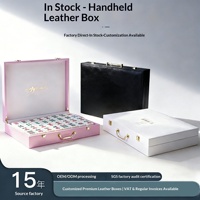 Boîte cadeau en cuir PU avec boucle métallique pour 4 jeux de tuiles de Mahjong et emballage cosmétique