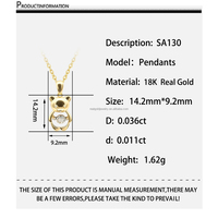 Collier avec pendentif petit ours en or massif 18 carats avec diamants naturels, design mignon, or véritable 18 carats, bijoux fins pour femmes