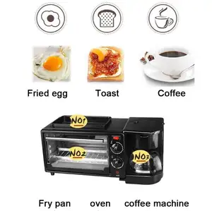 3-em-1 Teppanyaki pote de Café Da Manhã Máquina Máquina de café 600w + 750w + 750w forno de Pão fabricante de cozimento Pão Torradeira/Fried Egg/Café Fogão