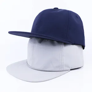 Deportes logotipo personalizado en blanco 6 paneles al aire libre ala plana Golf cuerda sombreros Snapback Cap