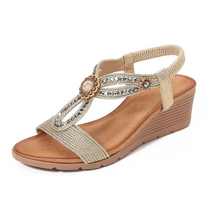 Elegantes Sandalias de Plataforma para Mujer, Punta Abierta, Parte Superior Sintética, Decoración de Pedrería, Forro de PU Transpirable, Tendencia de Moda de Verano - Product Image 2