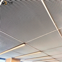 Panel de Techo de Malla Metálica Expandida de Aluminio, Sistema de Techo Suspendido Decorativo para Interiores de Restaurantes, Escuelas y Oficinas