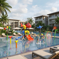 Ensemble toboggan aquatique et aire de jeux aquatique pour enfants, prix de gros, pour hôtels, complexes hôteliers et piscines de jardin