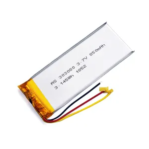 אישורים ul ce 303080 3.7v 850mah נטענת ליתיום פולימר נטענת לחומצה שמיעה