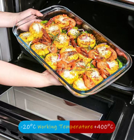 Plat à four rectangulaire en verre borosilicate de haute qualité de 3000 ml, résistant à la chaleur, pour la cuisson au four