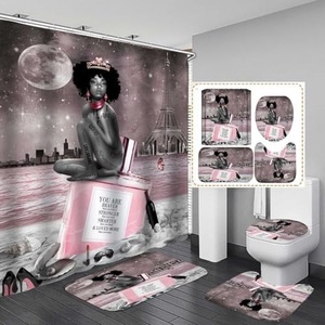 Cortina de Ducha de Poliéster con Estampado Variado para Mujer, Cortina de Baño con Estampado Digital Personalizado, Impermeable, Venta al por Mayor, Moderna - Product Image 6