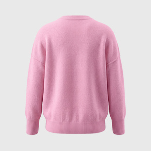 Pink Letter Jacquard Sweater Women Crew Neck Long Sleeve Knitted <b>Pullover</b> Casual <b>Jumper</b> Custom - Product Image 3