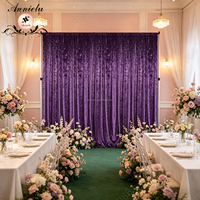 ANNIELU – Rideau de fond violet en velours froissé, idéal pour mariages, scènes, fêtes, salons professionnels et décorations événementielles – Vente en gros usine
