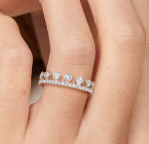 Bague pavée goutte de rosée en or blanc - Product Image 2