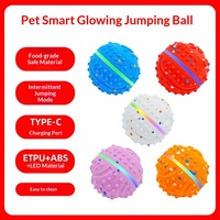Bola Mainan Anjing Otomatis LED ETPU Ramah Lingkungan, Dapat Diisi Ulang, Tahan Gigitan, Menyala, untuk Anjing dan Kucing, Meredakan Stres