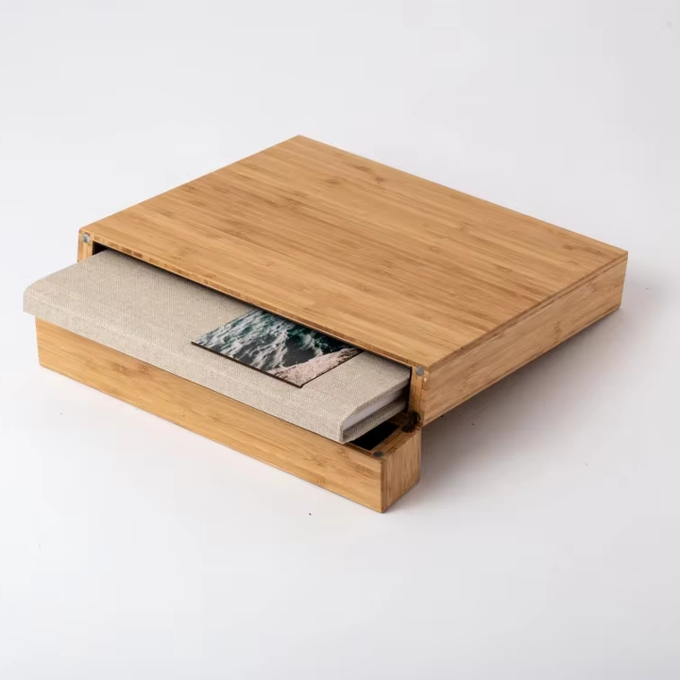 Customized Bamboo Album Storage Box Lovely