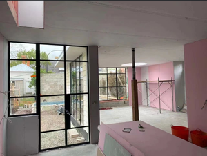 Porte d'entrée intérieure en fer ancien avec vitres à arches françaises, design rétro, couleur blanc et noir - Product Image 5