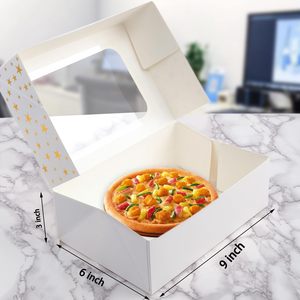 Scatola di imballaggio in carta riciclata da forno con immagine a stella dorata trasparente per finestre in spugna per torte - Product Image 3