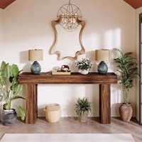 Console de table américaine rétro moderne en bois massif Ornement de salon de luxe Décoration murale d'entrée à vent silencieuse contemporaine