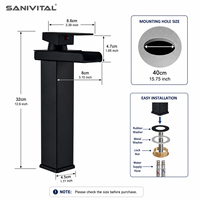 Robinet de salle de bain SANIVITAL moderne sans contact en acier inoxydable avec valve en céramique, mitigeur eau chaude et froide pour lavabo, idéal pour la maison et l'hôtel