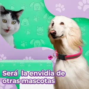 Reflective Pet Collar with <b>Bell</b> for <b>Dogs</b> and Cats, Adjustable 19-32 cm, Waterproof Polyester, Simple Solid Design, All Seasons U - Product Image 5