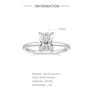 Anillo de Compromiso CANNER de 3 Quilates, Anillo de Promesa, Corte Radiante, Solitario, Circonita Cúbica, Anillo de Boda - Product Image 2