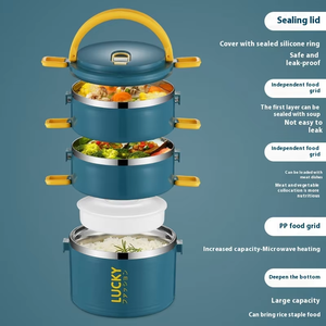 Boîte à lunch en acier inoxydable isolation scellée <span class=keywords><strong>four</strong></span> à micro-ondes boîte à repas chauffée couvercle boîte à bento pour bureau conservation imprimée unique - Product Image 5