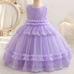 高品质无袖小女孩公主裙儿童钢琴表演特色褶边ODM批发可爱生日 - Product Image 2