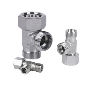 Raccord hydraulique en acier au carbone Haiqiwei, connecteur à compression 3 voies pour joint de tuyau d'huile - Product Image 1