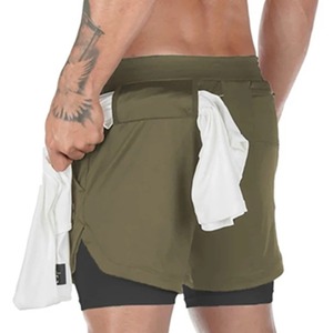 Men's Summer Casual Sports Shorts New Double-<b>Layer</b> Quick-Drying High <b>Mid</b> Breathable Anti-Wrinkle - Product Image 3