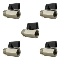 Lot de 5 mini-vannes d'arrêt à bille en laiton NPT mâle-femelle 1/4 po WOG pour eau, air et fluides, usage industriel