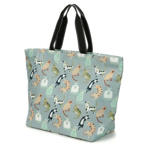 Bolsa de mano plegable reutilizable con estampado de dibujos animados de moda, bolso grande portátil y plegable - Product Image 4
