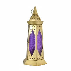 Linternas de metal de oro vintage Suministros al por mayor Linterna de metal marroquí para la decoración del hogar y el jardín Hecho a mano de alta demanda - Product Image 1