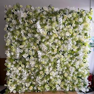 Mur de fleurs artificielles blanc et vert pour décoration de fond de magasin de vêtements, magasin de vêtements pour femmes, mur créatif à roses - Product Image 2