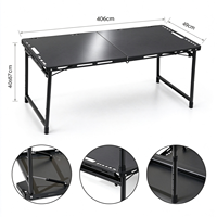 Table pliante portable pour le camping, hauteur réglable, capacité de charge de 60 kg, avec crochets pour barbecue en plein air, pique-nique, camping