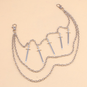 Colgante de espada, cadena de cintura multicapa, cadena corporal estilo punk de aleación de zinc, accesorio de moda para fiestas - Product Image 4
