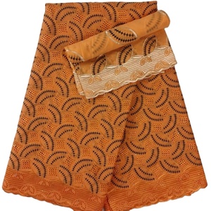 Pola Batik katun 100% Premium untuk renda Swiss inlining kualitas tinggi 5 + 2 yard renda Voile Afrika organik dengan gaya Rib