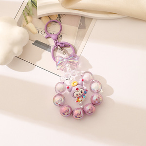 Porte-clés DIY en perles, lanière de téléphone en pompon duveteux, porte-clés lumineux animal de dessin animé, acrylique écologique pour filles, cadeau mignon Kawaii - Product Image 6