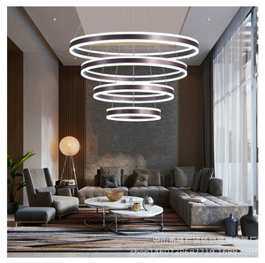 <span class=keywords><strong>HHot</strong></span>, iluminación montada Popular, lámpara colgante de lujo de acero inoxidable, círculo dorado, diseño moderno, candelabros Led, luz colgante - Product Image 5