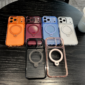 Funda magnética con soporte de anillo para teléfono, a prueba de golpes, con carga inalámbrica para iPhone 18 17 16 Pro Max, color burdeos - Product Image 2