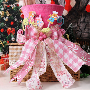 Whimsical Árvore De Natal Chapéu Superior Decorações Chapéu Com Cana De Doces Fita Arco Dobrável Árvore De Natal Topper Chapéu Ornamento - Product Image 5